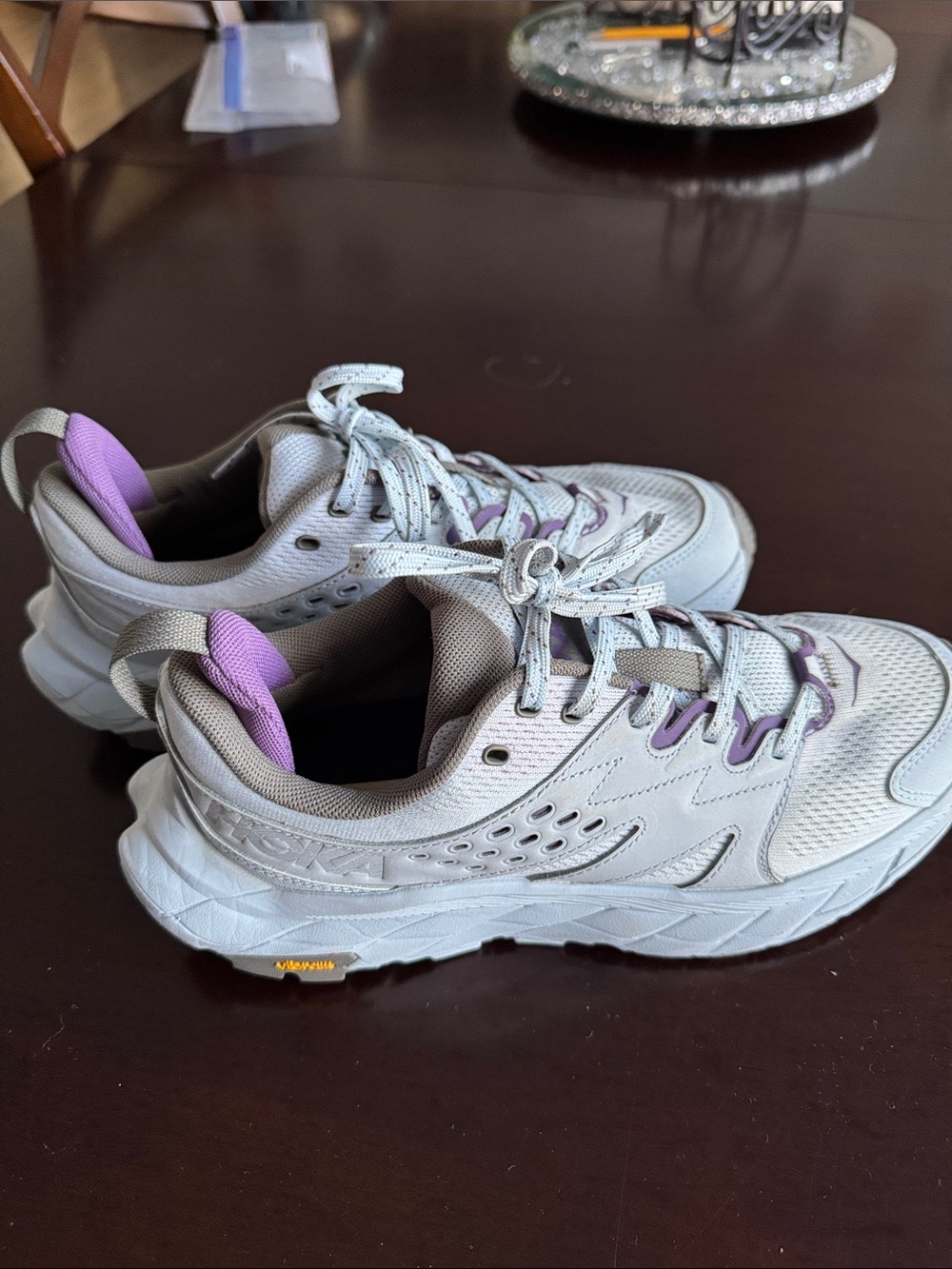 Hoka Women's Light Gray and Lavender Athletic Sneakers